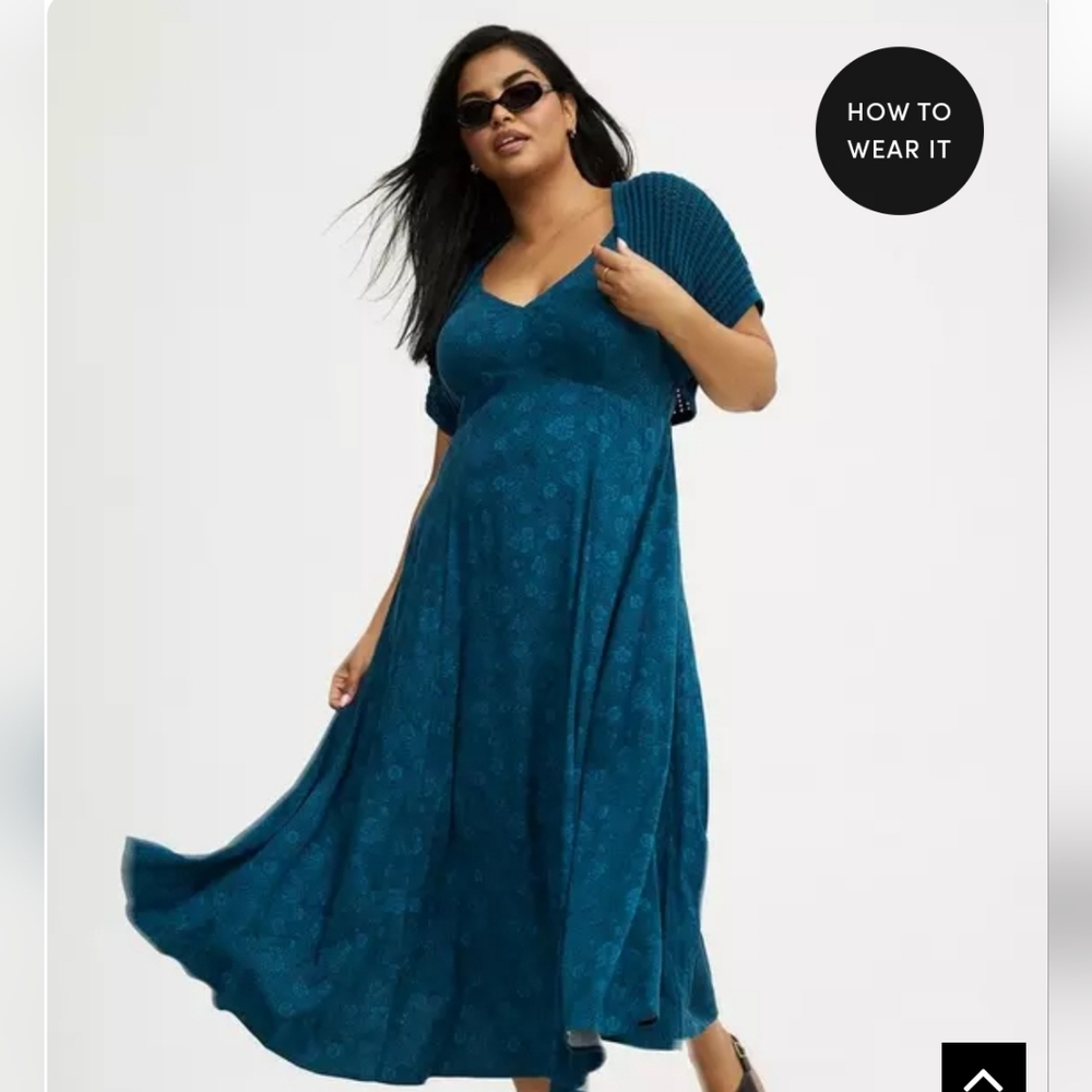 Torrid Tea Length Trapeze Dress AND Bolero Sweater